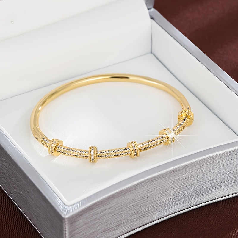 Golden Zirconia Women's Bracelet Sparkling Jewelry Gift